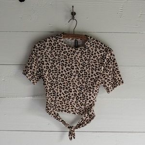 NWT Leopard Print Crop Top w/ Tie Back